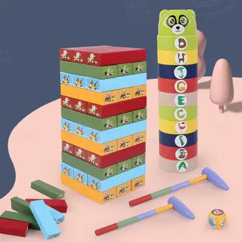 Lemn Pahar Turn de Joc Non-toxice Jucărie de Învățământ Pentru Copii Bate Joc de Bord Puzzle DIY de Pompare Blocuri de Cadouri de Craciun