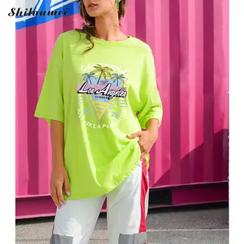 Tricouri Femei Harajuku Agrement Simplu All-Meci Chic Hip Hop Streetwear Lung Femei Vrac Prietenul Tricou Maneca Jumătate Tees