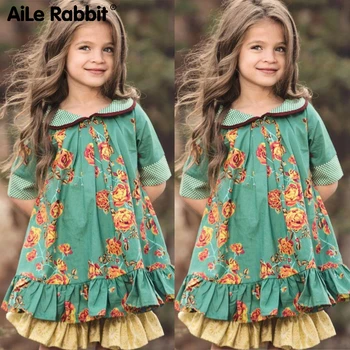 2019 Fete de Moda Rochie Floral Stil Britanic URI Populare de Îmbrăcăminte pentru Copii De 3-12 Ani Fete Vechi de tip Boutique de Brand de Îmbrăcăminte
