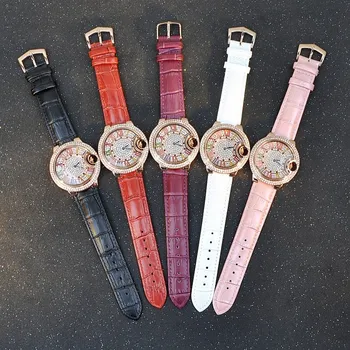 Noi doamnelor ceas Stras Piele Brățară Ceas de mână de Moda pentru Femei Ceasuri Doamnelor ceasuri casual relojes 2019 lux