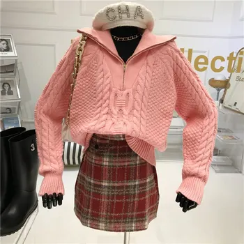 Design de cânepă pulover Femei Toamna / iarna 2020 Noua Moda vrac îmbrăcăminte exterioară Pulover Rever versatil haina tricot