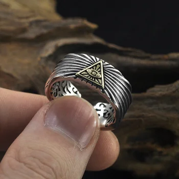 S925 argint Ochiul Diavolului inel deschis bărbați femei thai argint la modă creative ochiul lui Dumnezeu moda inel bijuterie de sex masculin