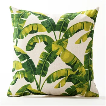 Decorative pernă caz forma patrata housse de coussin coussin de salon tropical plante verzi lenjerie de pat din bumbac pernă acoperă