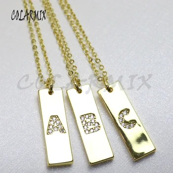 Dreptunghi litere pandantive colier zircon 26 de alfabete farmec bijuterii de moda alfabete accesorii pentru femei 50987