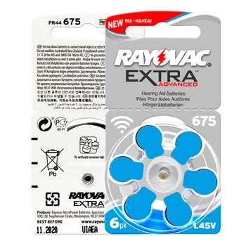 60 BUC / pack 1 Rayovac Extra auditiv Baterii Zinc Aer 675A 675 A675 PR44 Celule Baterie Buton pentru proteze Auditive