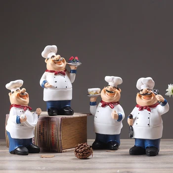 Drăguț Bucătar Restaurant Figurine Mini Statuie Ornamente Bun Venit Bord Decor De Masă De Bucătărie Cook Café-Bar Ornament