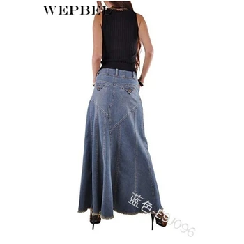 WEPBEL Denim Blugi Femei Fusta Lunga Intindere de Epocă Liber Slim Fit Albastru Club Streetwear Bumbac Sexy Harajuku Fuste Plus Dimensiune
