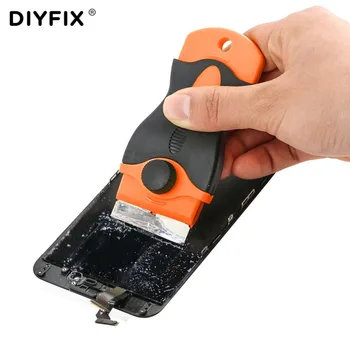 DIYFIX Telefon, tv LCD Adeziv Remover Racleta pentru Telefon Mobil, Tableta cu Ecran de Reparații Instrument de Curățare cu 2 buc Lame