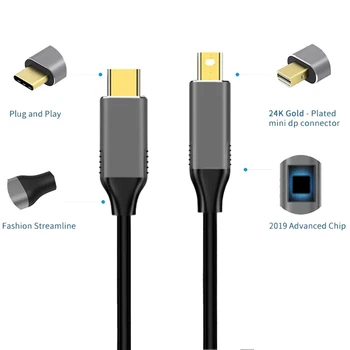 USB-C la Mini Displayport Cablu USB de Tip C Thunderbolt 3 la Mini DP Cablu 4K Cablu Adaptor