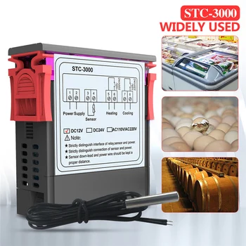 Stc-3000 12V Led Digital Controler de Temperatura Termostat de Control Incalzire Racire Senzor de Umiditate Metru