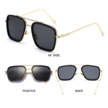 SIMPRECT Tony Stark ochelari de Soare Barbati 2021 Înaltă Calitate de Metal Pătrat ochelari de Soare Retro Vintage Oglindă Ochelari de Soare Pentru Barbati Oculos