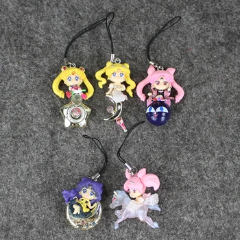 5pcs/set Sclipire Dolly Sailor Moon Breloc Drăguț Versiune de Acțiune Figura Pandantiv Anime Japonez Breloc Jucarii si Cadouri