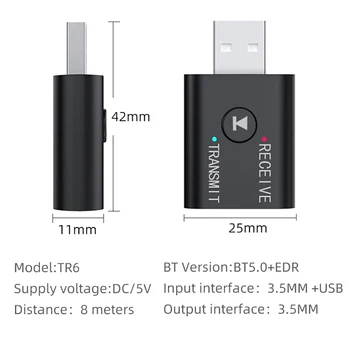 Mini USB Bluetooth 5.0 Transmițător Receptor 3.5 mm AUX Jack Stereo Muzică Bluetooth Dongle Wireless Adapter Kit Auto pentru TV, PC