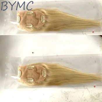 #613 Miere Blond Păr Uman Topper Dantela Plin Cu PU Virgin Bucată de Păr De 150% Densitatea Pielii Clipuri în Moț Pentru mai Puțin de Par pentru Femei