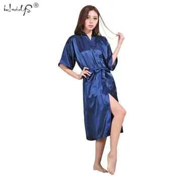 De lux Sleepwear Halat Femei Satin de Matase Kimono Halate Lenjerie Chemises Femei domnisoara de Onoare Haine Sexy Haine Lungi Cu Centura S-3XL