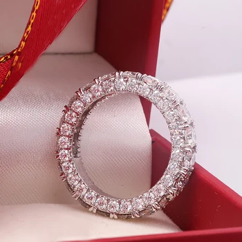 AEAW Solid 10K aur Alb de Lux 4 mm tatol 5ctw-6.5 ctw Inel de Logodna Nunta Moissanite Plin Enternity Diamant Trupa Pentru Femei