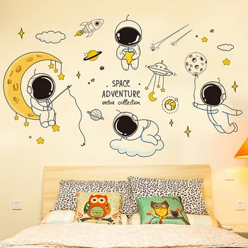 Desene animate Astronaut Autocolante de Perete DIY Spațiu Murală Decalcomanii pentru Copii Dormitor Copil de Cameră Decor Acasă