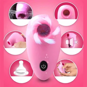 7 modul Suge Sfarcul Fraier Vibrator Pentru femeie Clitoridian Orală Stimulator pentru Femei Jucării Pentru adulți vagin masturbator Sex Magazin de culoare roz