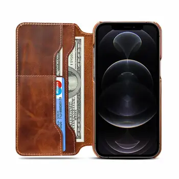 Autentice din piele de Pliere Flip Portofel Caz Sloturi pentru Carduri de Protecție Acoperă pentru iPhone 12 Pro max,iPhone 12/12 Pro ,iPhone 12 mini