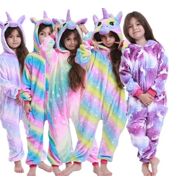 Curcubeu Fete Kigurumi Pentru Copii Pijamas Licorne Unicorn Pătură De Dormit Baieti Desene Animate Pijamale Pijamale Copii