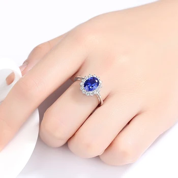 Brand de lux Albastru de Cristal Zircon Inele de Nunta pentru Femei 925 Sterling Silver Moda Bijuterii Ring