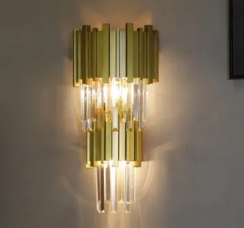 Luxul Modern European de Cristal de Aur Tranșee LED Lampă de Perete decor pentru dormitor Hotel Noptieră Lumina iluminarea