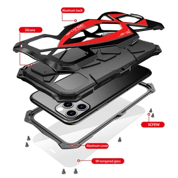 Pentru iPhone 11 Pro XS Max XR Caz,LUPHIE Metal Armor Rosdster Telefon Caz De 360°pe Tot parcursul Acoperire de Protecție Cool care pleacă de Acoperire