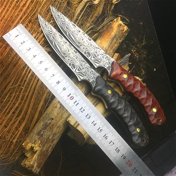 PEGASI (kaki,roșu ) mâner model de damasc forge 440 din oțel inoxidabil cuțit fix 58HRC sau camping cutit