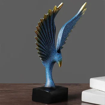 Rafinat Abstract Vultur Ornamente Decor De Birou Artware Albastru Animal Sculptura Acasă Camera De Studiu A Afișa Elemente De Recuzită De Cadouri De Afaceri