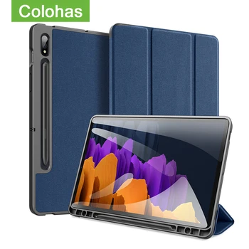 De lux Flip PU Piele Caz de 12,4 inch Comprimat Coperta de Carte Pentru SamsungTab S7+ S7 + Tableta Caz Pentru Samsung Galaxy Tab S7 Plus Caz