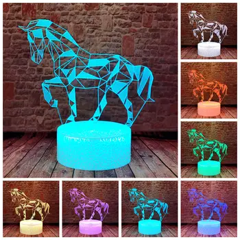 Cristal Model de Cal 3D Iluzia de Birou LED-uri lumina de Veghe 7 Culori de Iluminare actiune si jucărie cifre