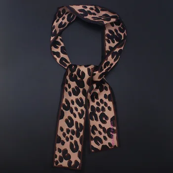 Super Lung de 120*8cm Leopard Skinny Ingusta Mic Eșarfă de Mătase, Cravată de Proiectare Mâner Sac Hairband Panglică Brand de Lux Foulard Eșarfe