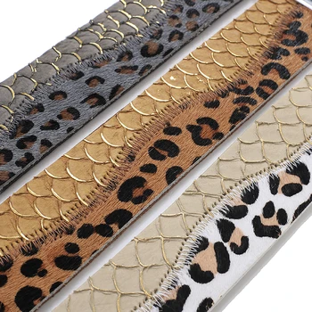 ALLYES Epocă Leopard de Imprimare de păr de Cal Brățări de Piele pentru Femei Retro Pește Dragon Scară Largă Wrap Brățară Femei Bijuterii