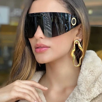 Supradimensionate Scut Vizor Masca ochelari de Soare Femei Bărbați Windproof Ochelari de Soare O Bucată Mare Rama de Ochelari Nuante Sport UV400 Obiectiv Clar