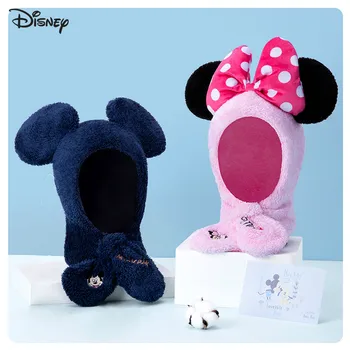 Disney Mickey Minnie Beanie Copii Pălării Eșarfă și Pălărie Integrat Fete Pălării de Iarnă Copilul Băiat Pălărie Copil Recuzită Fotografie