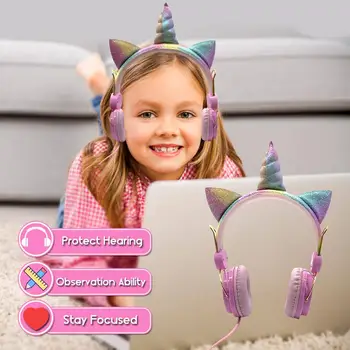 JINSERTA Unicorni Drăguț cu Fir Căști Fete Fiica Muzica Stereo pentru Căști de Calculator Telefon Mobil Gamer Cască Copii Cadou