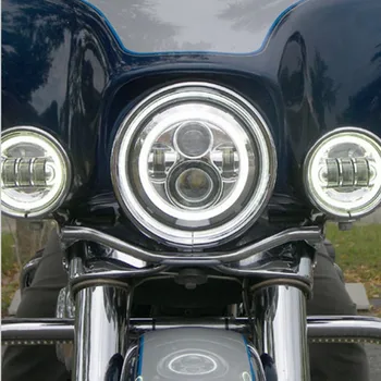 7 Inch pentru Motocicleta Harley Faruri cu Led-uri Albe Halo Înger Ochi / DRL +4.5