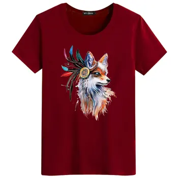 Noi, Cele Mai Recente Moda Colorate Pene De Vulpe Imprimate T-Shirt Pentru Bărbați/Femei Casual Din Bumbac Cu Maneci Scurte Topuri Teuri De Animale De Imprimare Tricouri