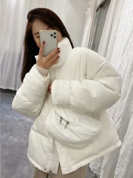2020 Iarna Scurt Rață Albă Haină De Moda Coreeană Stand Guler Culoare Kaki, Liber Gros Cald Puffer Jacheta Streetwear Doamnelor Parka