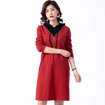 Zip-up supradimensionat hanorac tricou femei bumbac Rosu coreean hanorace maneca lunga, hanorac cu buzunar plus dimensiune xxl 3xl 4xl 5xl 6xl