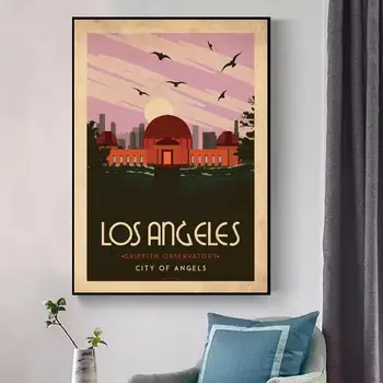 Los Angeles Art deco de Călătorie Canvas Wall Art Print Modern, Poster de Perete Imagini Living Decorul Camerei