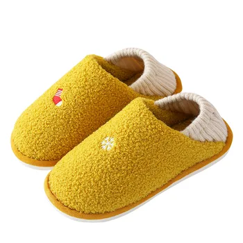 Iarna Noi Slip-on de Casa Papuci de Blană Pentru Femei Dormitor Cald Plus de Bumbac Confortabil Cupluri Pantofi de Casă Solidă Doamnelor Papuci