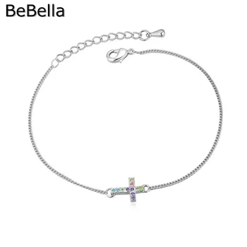 BeBella hristos farmec cruce subțire lanț bratara cu cristale cehă cu bijuterii de moda pentru femei, fete sex feminin cadou în 5 culori