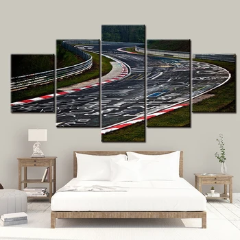 Nurburgring Raliu Rutier Piesa Masina Sport De Imprimare Tablouri Canvas 5 Piese Peisaj Arta De Perete Poster Living Decor Acasă Imagini