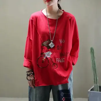 Max LuLu De Vară 2020 Coreeană De Moda Doamnelor Broderie Topuri Femei Casual Cu Maneci Lungi Tricouri Imprimate Vrac Tricouri Plus Dimensiune