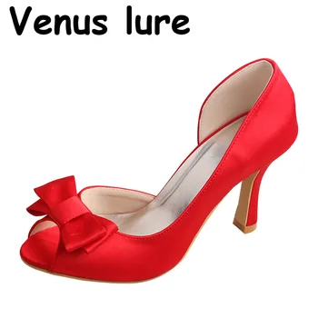 (23 Culori) Roșu Pantofi de Nunta pentru Femei Peep Toe Dimensiunea de 8 Toc Înalt
