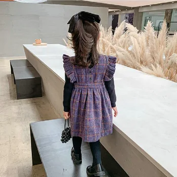 Mihkalev Chineză Haine pentru Copii Set 2020 Fata de Toamna 2piese Îmbrăcăminte Set Tricou +Carouri Rochie Copii Trening Utilaje