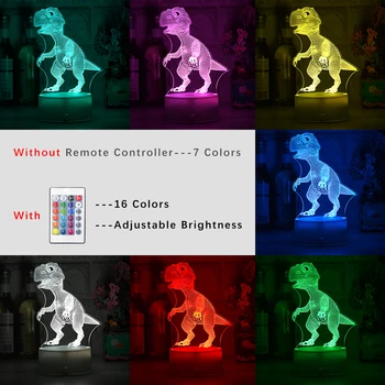 Noi 3D LED Noapte Lumina Lămpii de Dinozaur Serie 16Color 3D lumina de Noapte de la Distanță de Control Lămpi de Masă Jucarii Cadou Pentru copilul Acasă Decorare