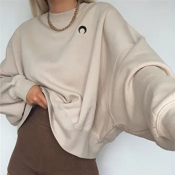 Vintage 2020 Bluze Cu Maneca Lunga O-Neck Solid Bumbac, Pulovere Casual Pierde Toamna Anului 2020 Femei Supradimensionat Tricou Femei