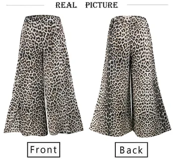 Moda Vara Elegante Casual Pantaloni 2020 Femei Sexy Leopard De Imprimare Leopard Cu Talie Inalta Pantaloni Largi Femei Pantaloni Largi Picior